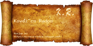 Kovács Rados névjegykártya